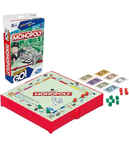 Amazon.com: Monopoly Compact Portable Game for 2-4 Players, Travel